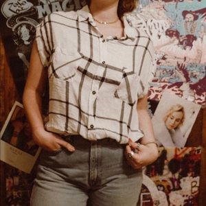 Black and White Plaid Button-Down Shirt